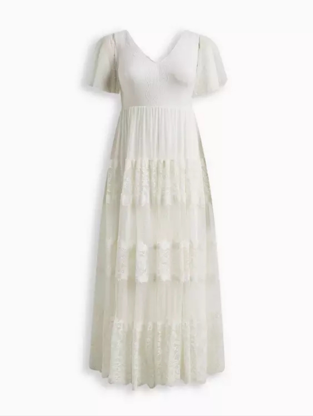 Ivory Lace A-line Boho Wedding Dress